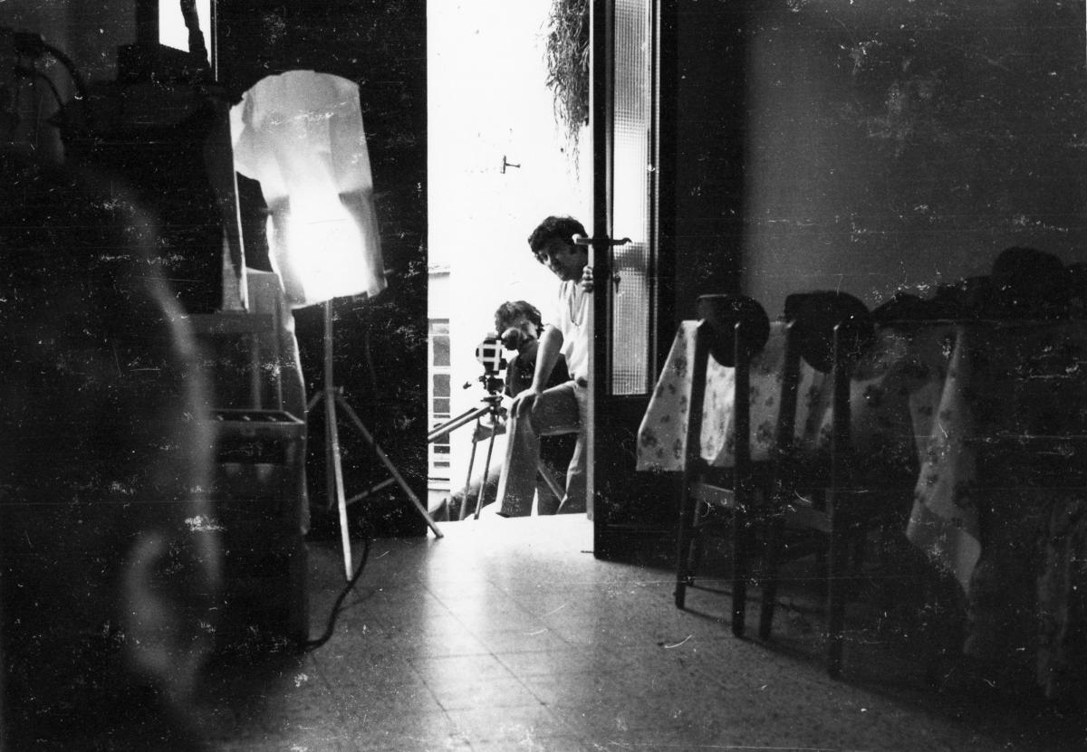 (2) Michel Khleifi and Ives Vandermeeren on the set of Fertile Memory (1980) (2) Michel Khleifi and Ives Vandermeeren on the set of Fertile Memory (1980)