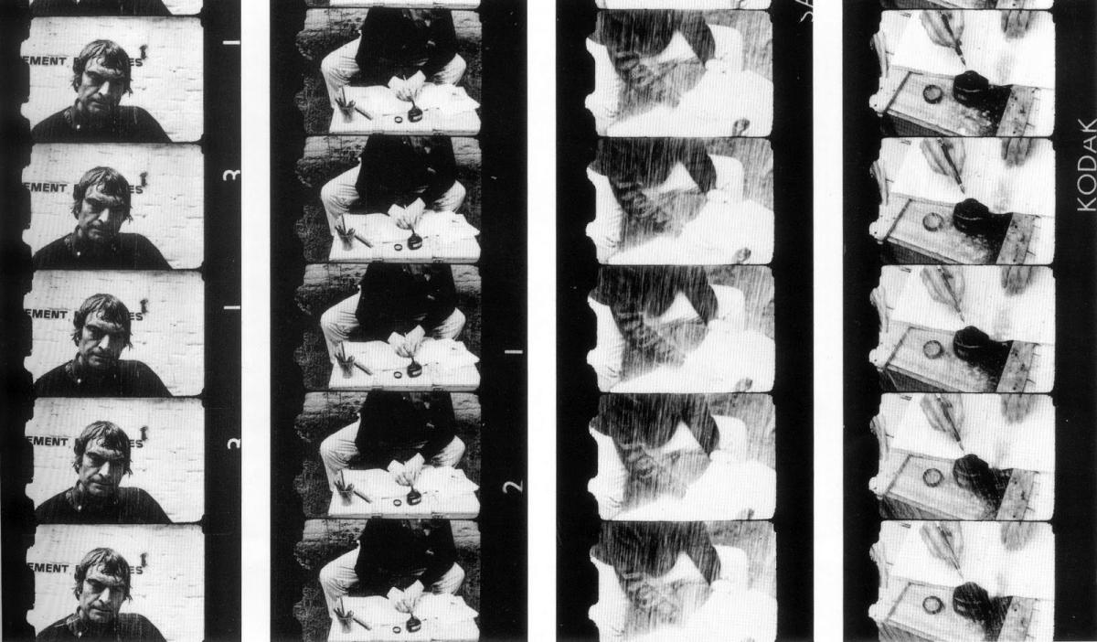 Collage des bandes de film de La pluie (projet pour un texte) (Marcel Broodthaers, 1969) Collage des bandes de film de La pluie (projet pour un texte) (Marcel Broodthaers, 1969)