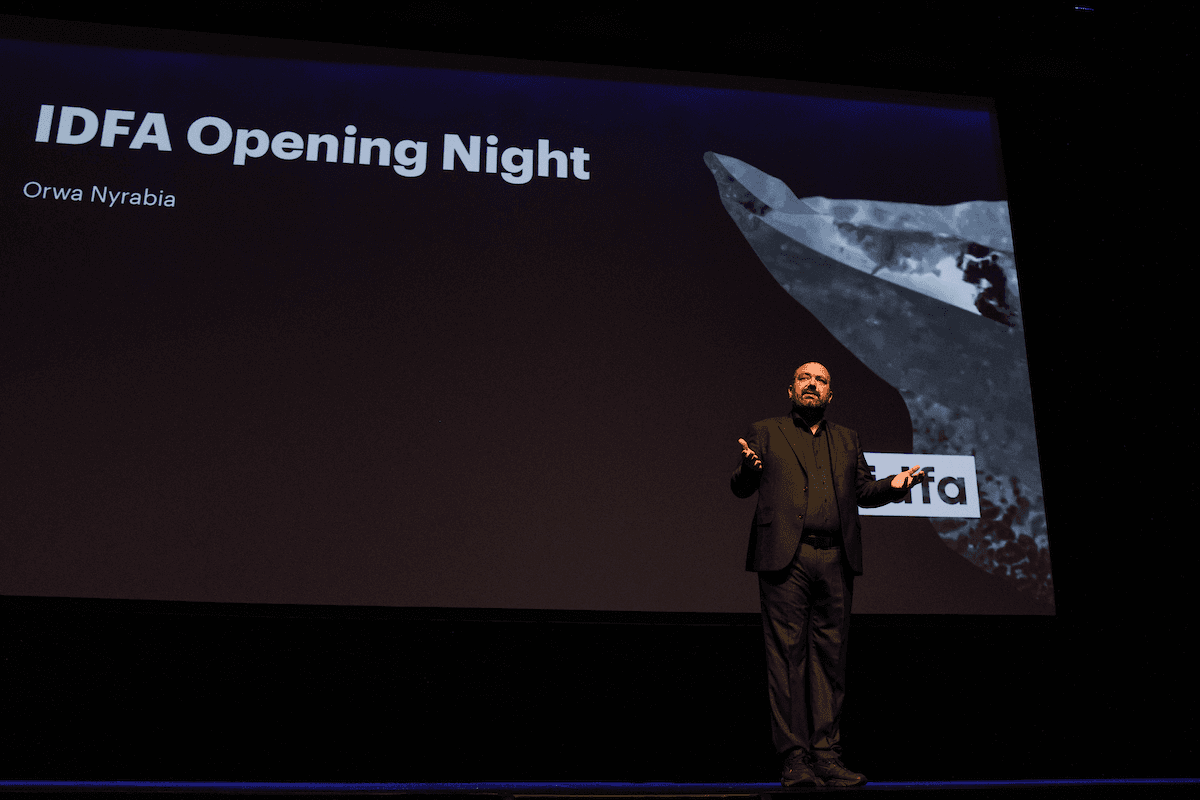 Artistic director Orwa Nyrabia during IDFA’s opening night Artistic director Orwa Nyrabia during IDFA’s opening night