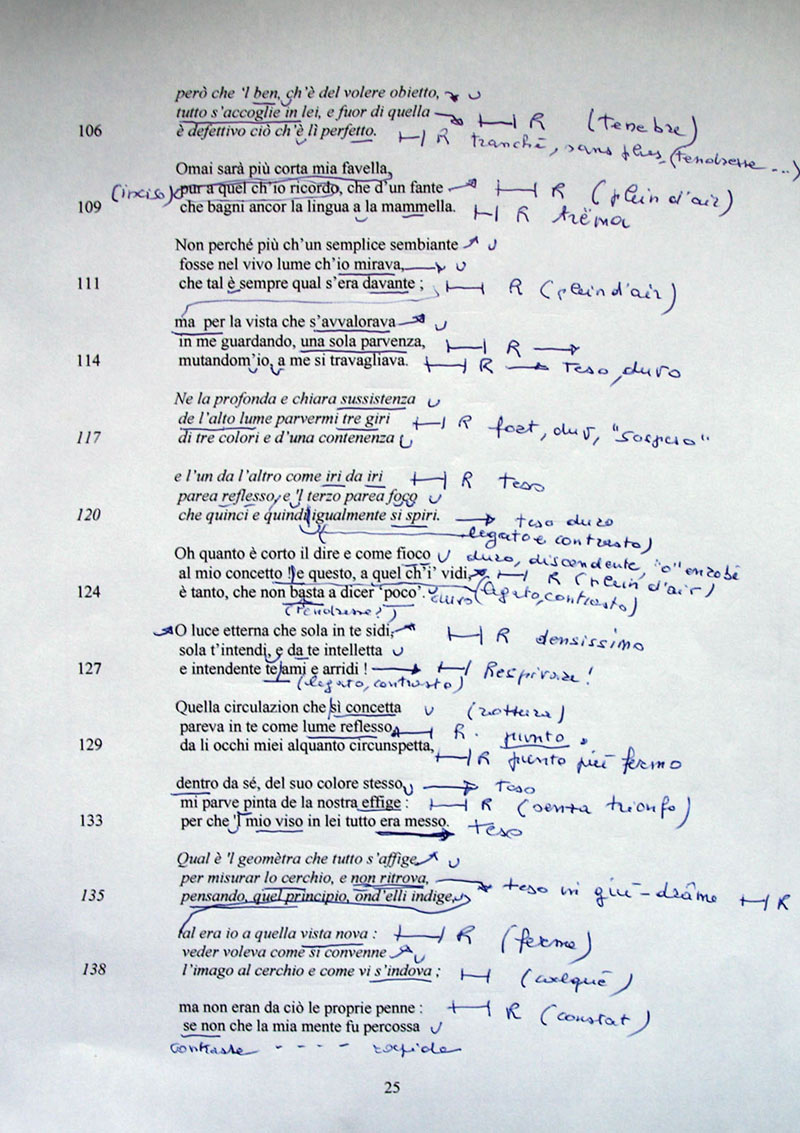 (10) Giorgio Passerone, annotated script of O somma luce (© Giorgio Passerone, by permission). (10) Giorgio Passerone, annotated script of O somma luce (© Giorgio Passerone, by permission).
